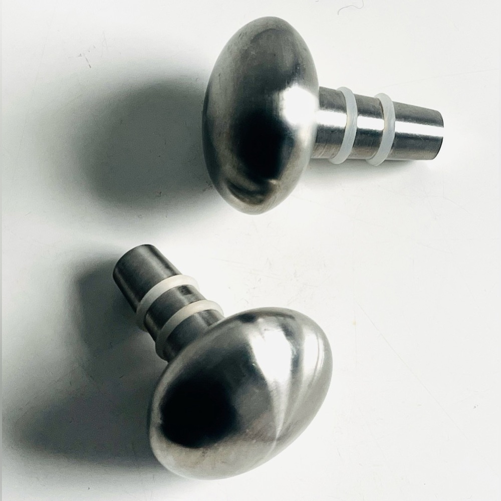 CRATE & BARREL Orb Solid Stainless Steel Bottle Wine Stopper (Set of 2)(183-024)